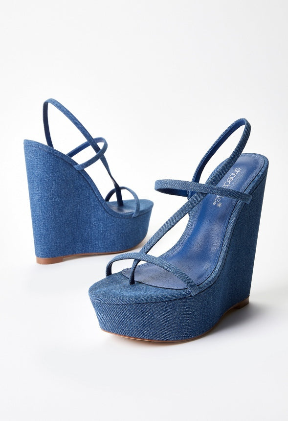 Kendra Platform Wedge Sandal Denim
