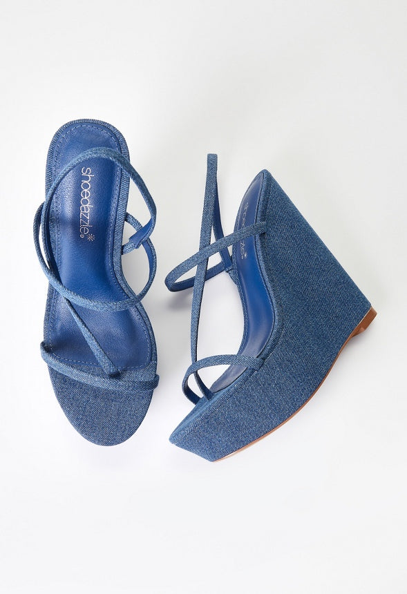 Kendra Platform Wedge Sandal Denim