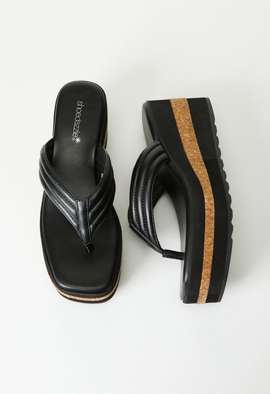Jenni Platform Wedge Sandal Black