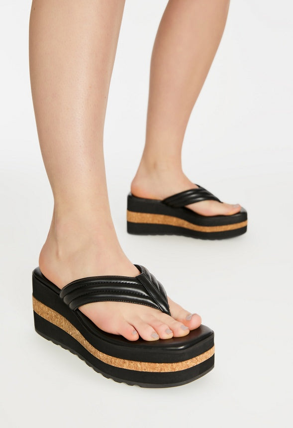 Jenni Platform Wedge Sandal Black