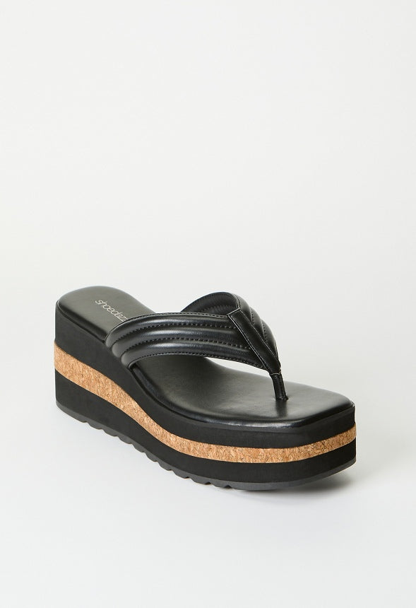 Jenni Platform Wedge Sandal Black