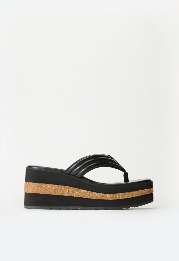 Jenni Platform Wedge Sandal Black