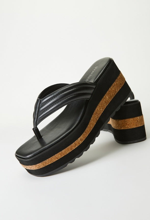 Jenni Platform Wedge Sandal Black