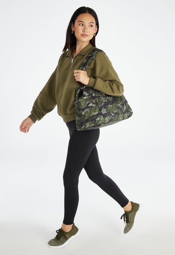 Quilted Nylon Gym Bag With Slip Pockets Camo