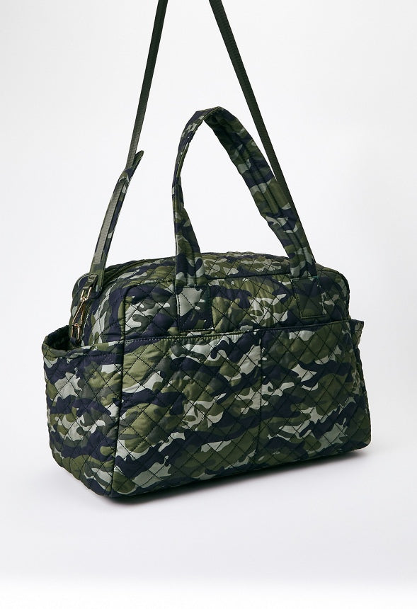 Quilted Nylon Gym Bag With Slip Pockets Camo