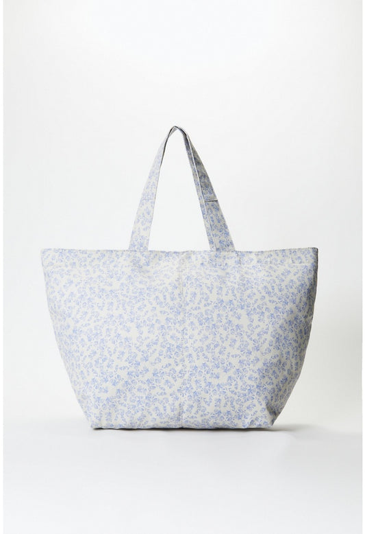 Classic Fabric Tote Weekender Blue Romantic Floral
