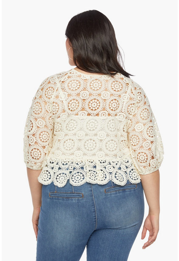 PLUS SIZE CROCHET TOP Marshmallow