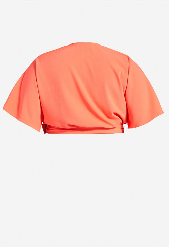 PLUS SIZE DOLMAN WRAP TOP Orange