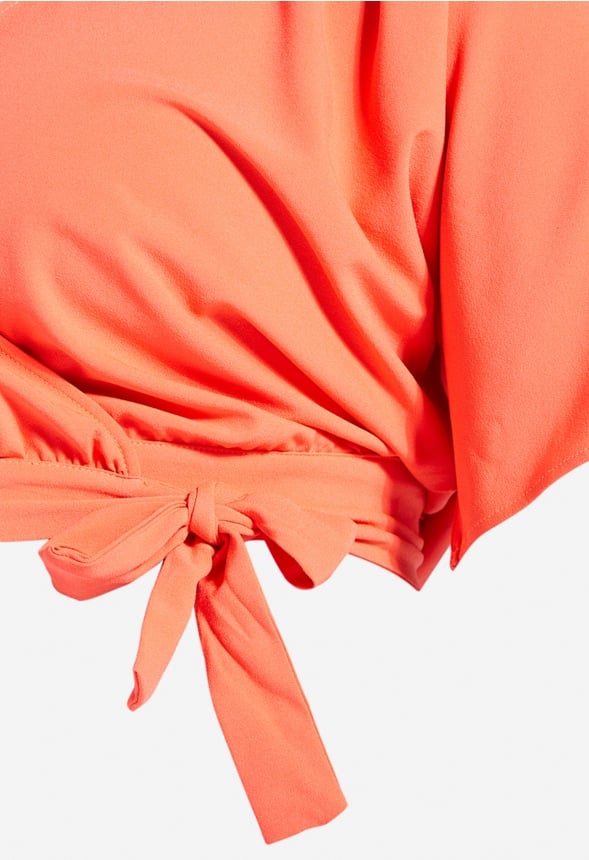 PLUS SIZE DOLMAN WRAP TOP Orange