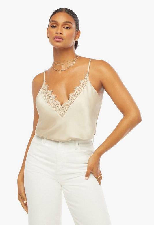 Lace Trim Cami Top Champagne