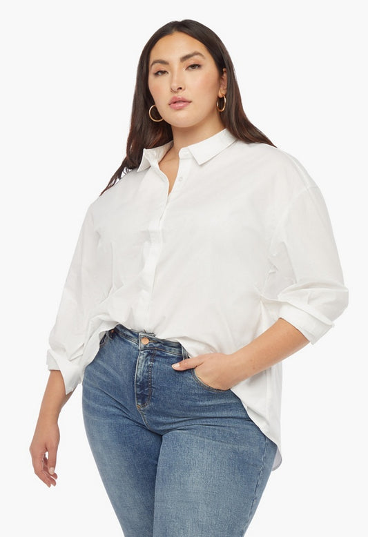 Plus Size Oversized Poplin Shirt Bright White