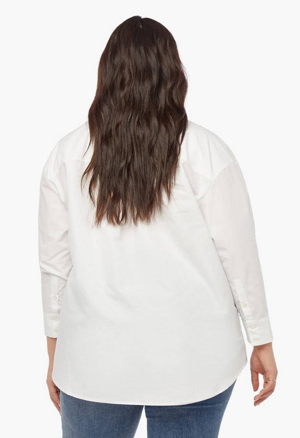 Plus Size Oversized Poplin Shirt Bright White