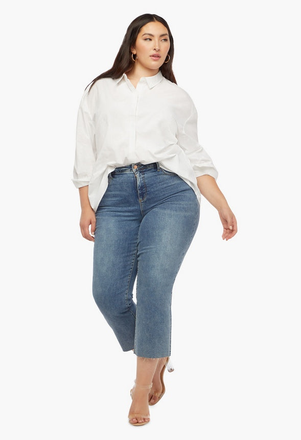 Plus Size Oversized Poplin Shirt Bright White