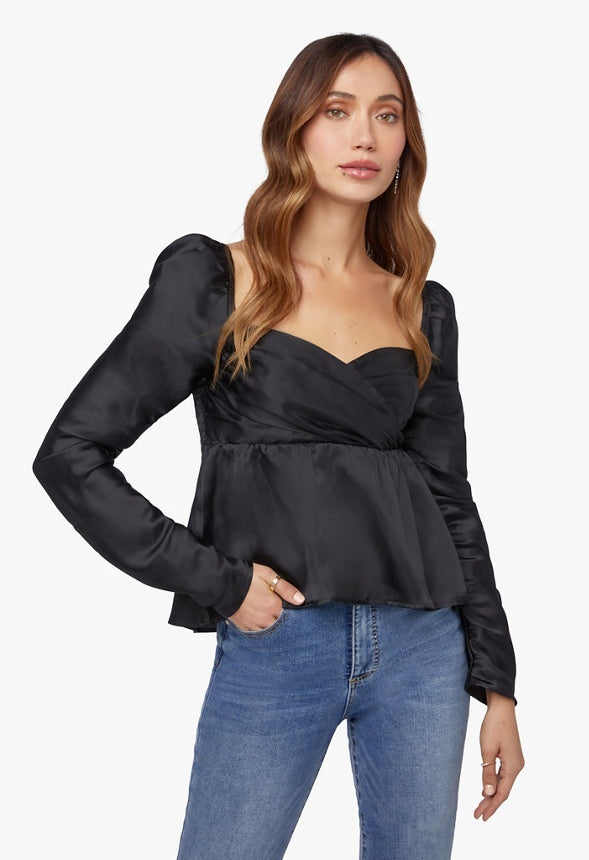 Empire Ruched Top Black
