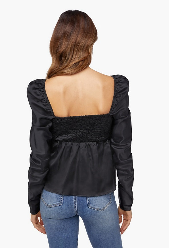 Empire Ruched Top Black