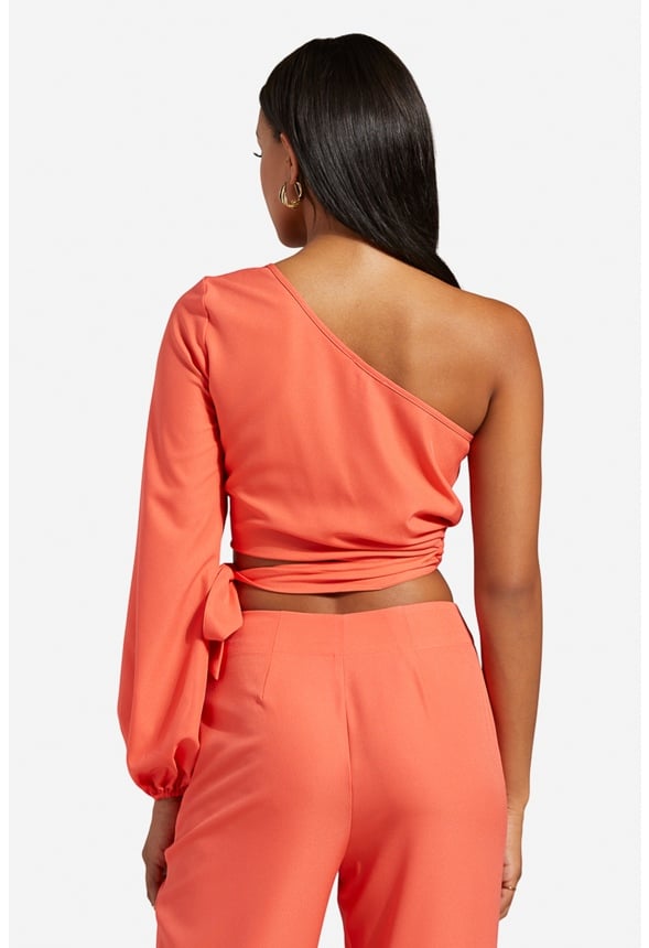 ONE SHOULDER TOP Hot Coral