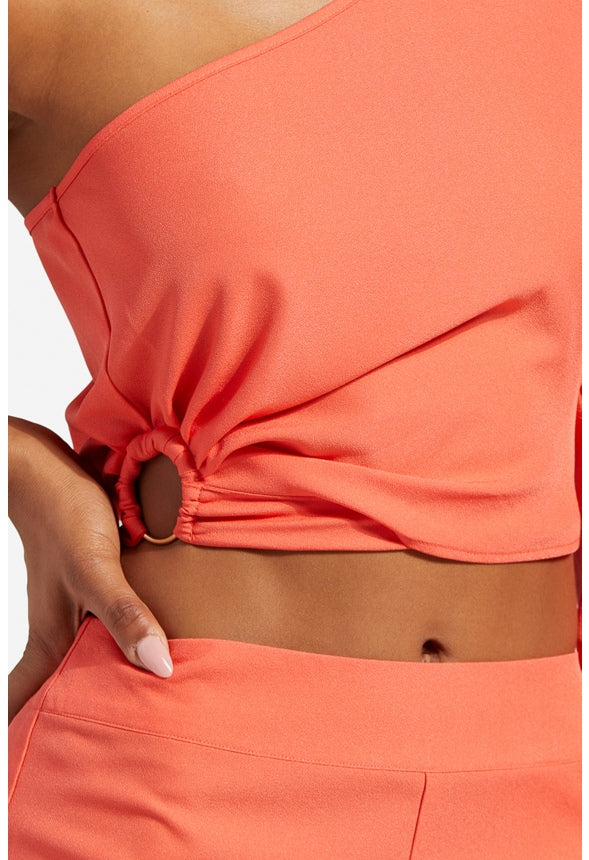 ONE SHOULDER TOP Hot Coral