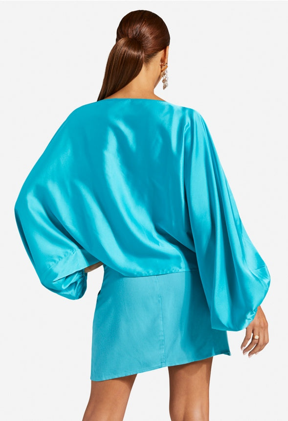 OFF SHOULDER DOLMAN BLOUSE Blue