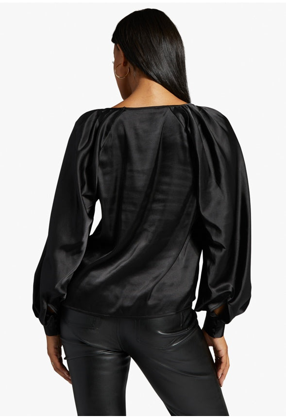 CHARMEUSE VOLUME SLEEVE BLOUSE Caviar