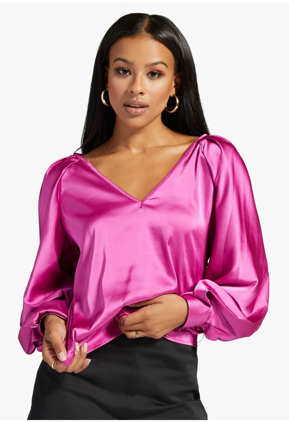 CHARMEUSE VOLUME SLEEVE BLOUSE Purple Orchid