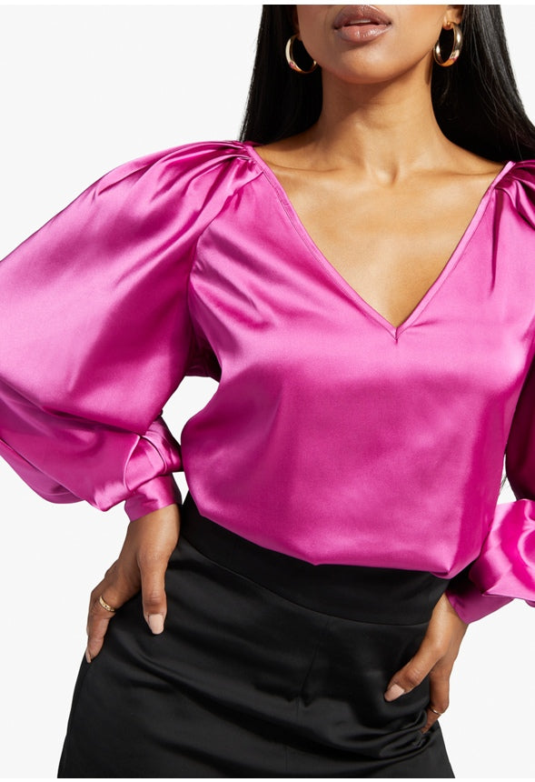 CHARMEUSE VOLUME SLEEVE BLOUSE Purple Orchid
