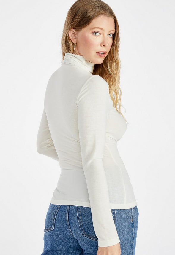 Ruched Mock Neck Top Marshmallow