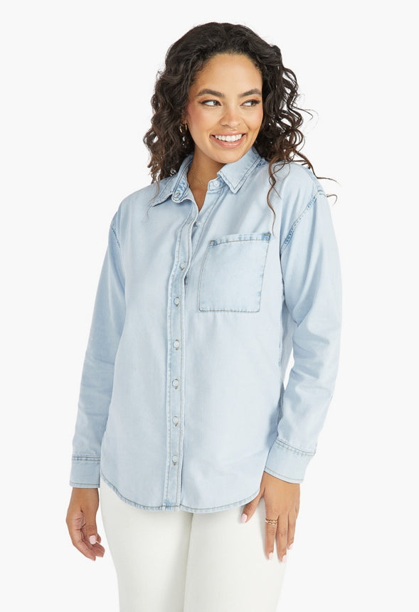 LIGHT WASH DENIM SHIRT Denim