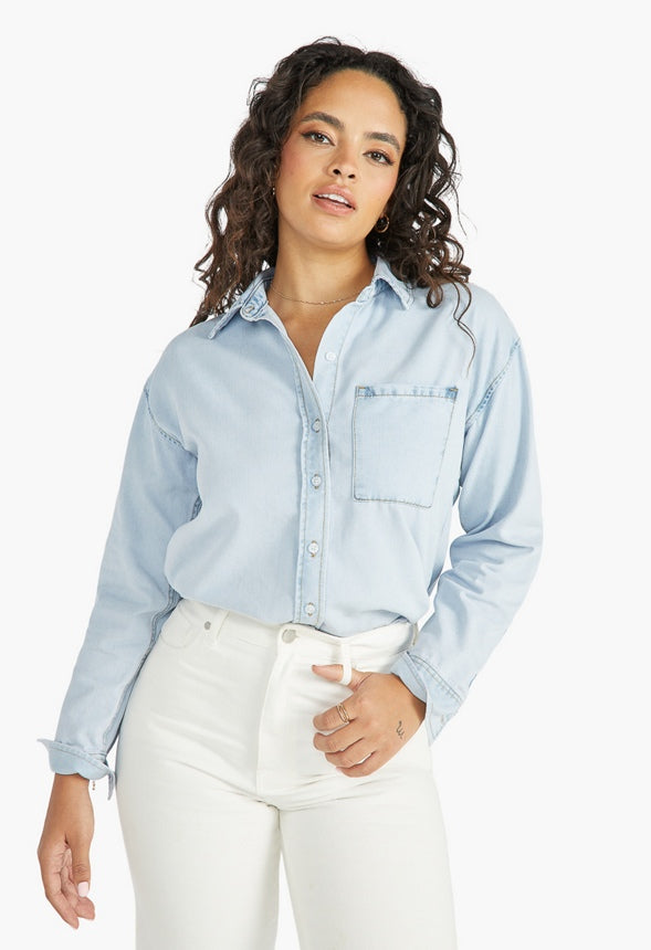 LIGHT WASH DENIM SHIRT Denim