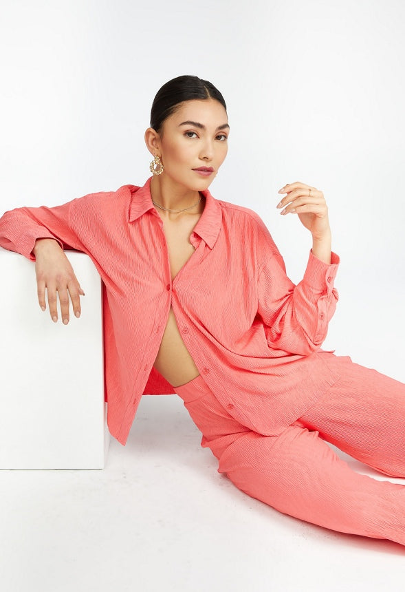 PLISSE SHIRT Calypso Coral
