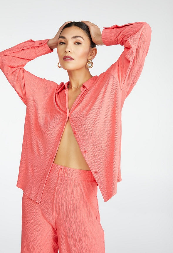 PLISSE SHIRT Calypso Coral