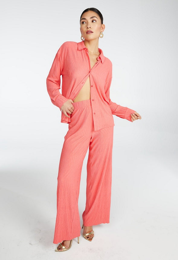 PLISSE SHIRT Calypso Coral