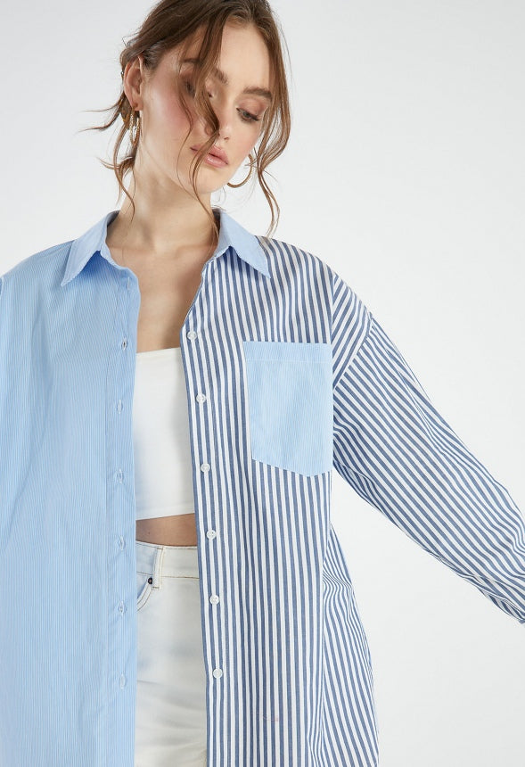BOYFRIEND BUTTON DOWN SHIRT Blue Combo