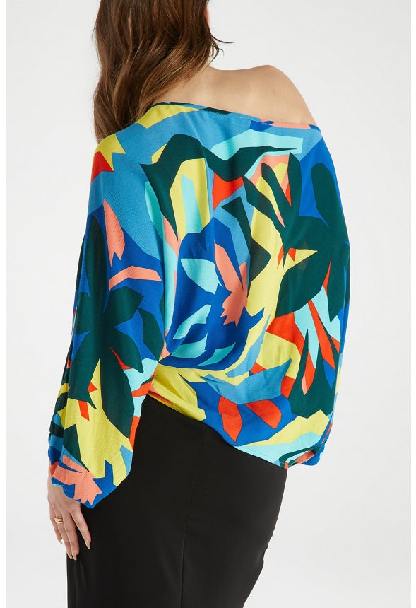 OFF SHOULDER DOLMAN BLOUSE Fusion Coral Multi