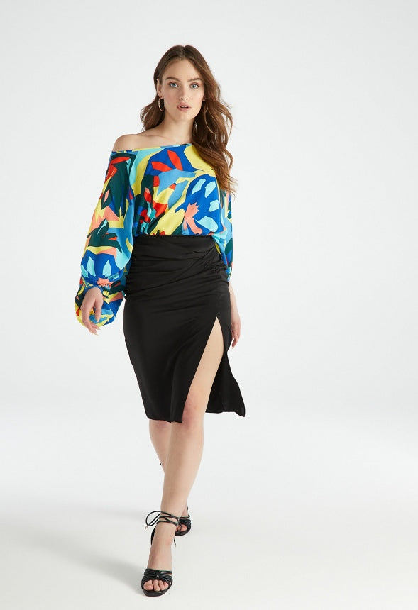 OFF SHOULDER DOLMAN BLOUSE Fusion Coral Multi
