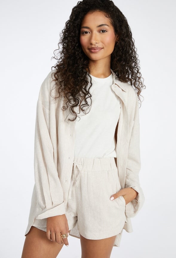 Boyfriend Button Down Shirt Doeskin/Marshmallow