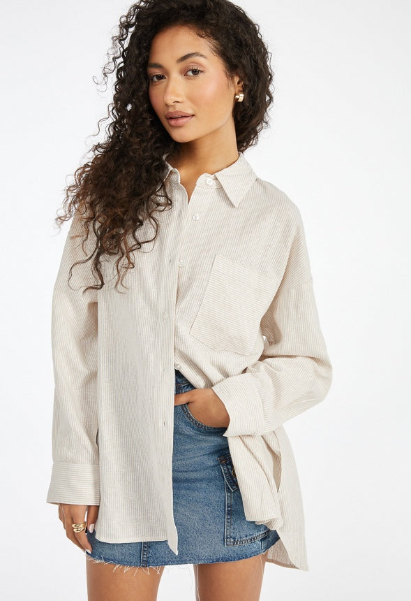 Boyfriend Button Down Shirt Doeskin/Marshmallow
