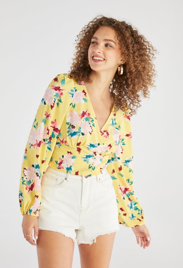 Printed Volume Sleeve Blouse Aspen Gold Floral