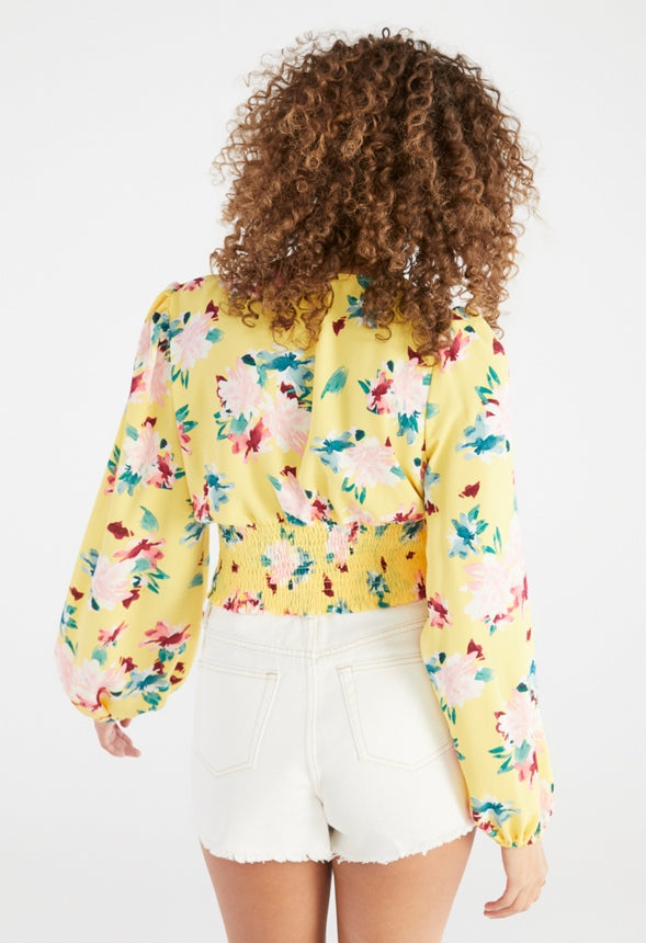 Printed Volume Sleeve Blouse Aspen Gold Floral