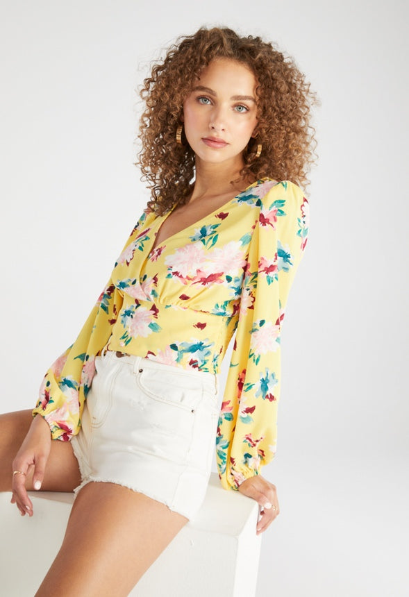 Printed Volume Sleeve Blouse Aspen Gold Floral