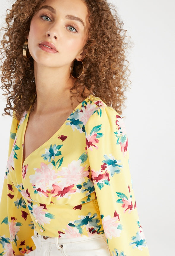 Printed Volume Sleeve Blouse Aspen Gold Floral