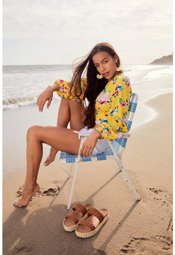 Printed Volume Sleeve Blouse Aspen Gold Floral