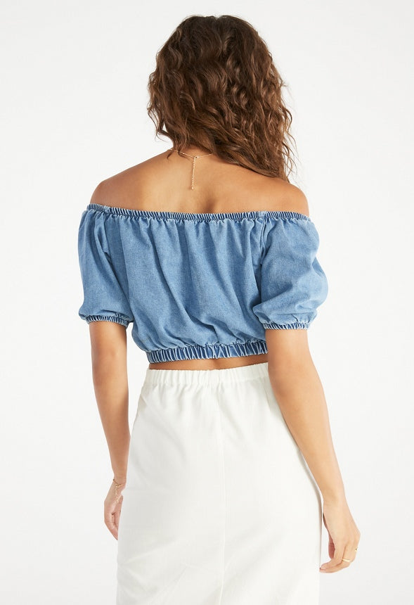 Off The Shoulder Denim Top Riptide