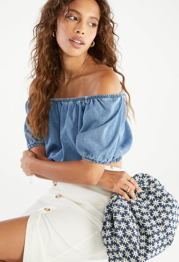 Off The Shoulder Denim Top Riptide