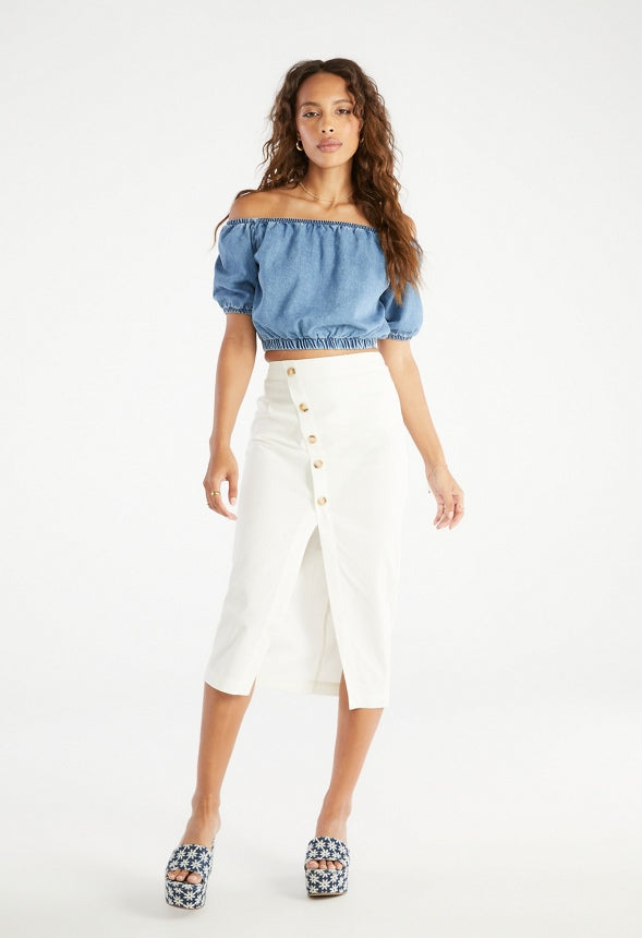 Off The Shoulder Denim Top Riptide