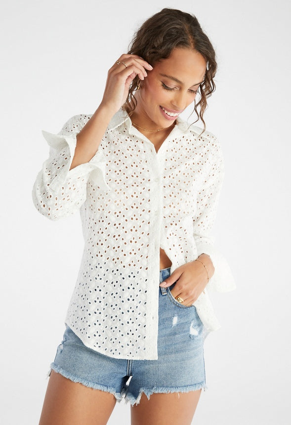 Eyelet Dobby Men's Shirt Bright White