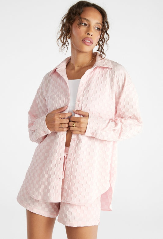 Textured Men's Shirt Pink