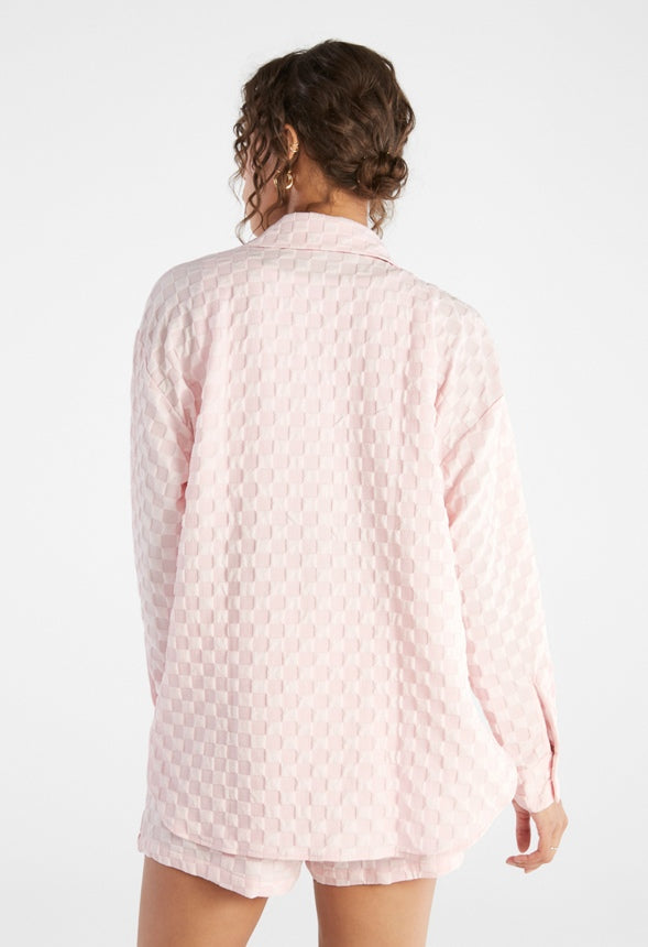 Textured Men's Shirt Pink