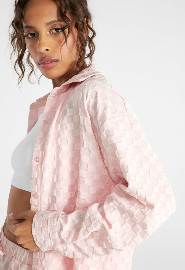 Textured Men's Shirt Pink