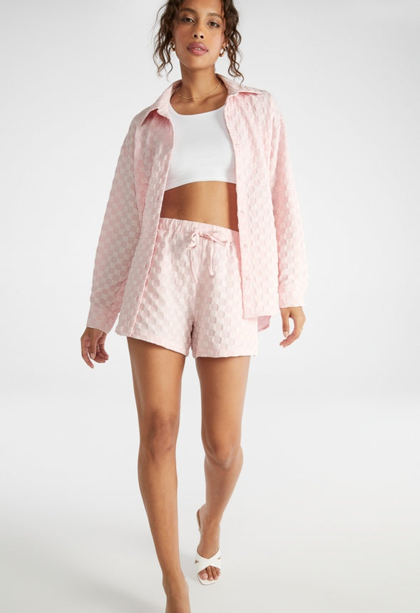 Textured Men's Shirt Pink
