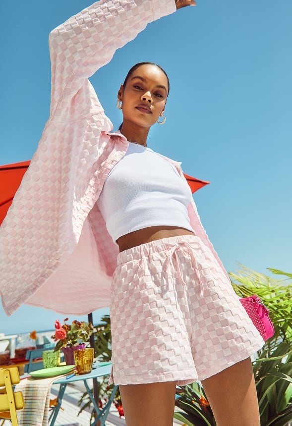 Textured Men's Shirt Pink